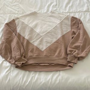 Abercrombie neutral color lock crew neck sweatshirt balloon sleeves
